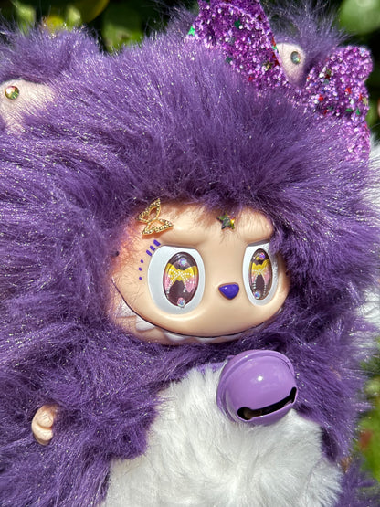Star Bedazzled Purple Custom Nine-tailed Handmade Fluffy Labubu