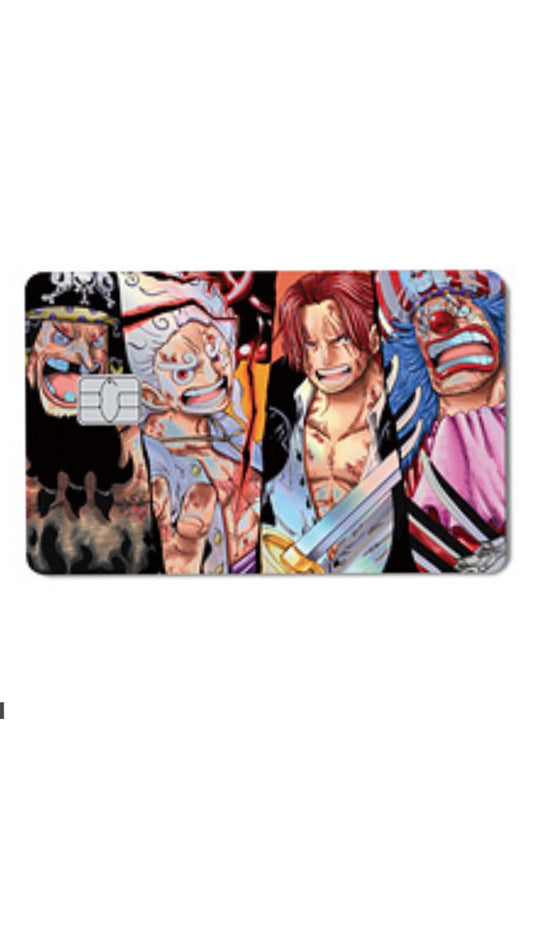 Emperor’s Gear 5 Luffy, Shanks, Black Beard, and Buggy One Piece Holographic Credit Card Sticker
