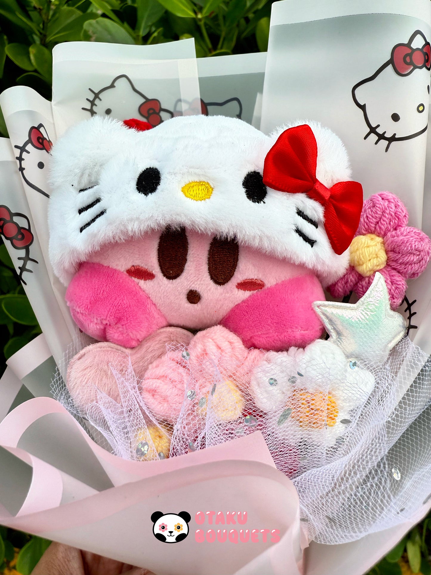 HK Kirbie Plushie Crochet Flower Bouquet