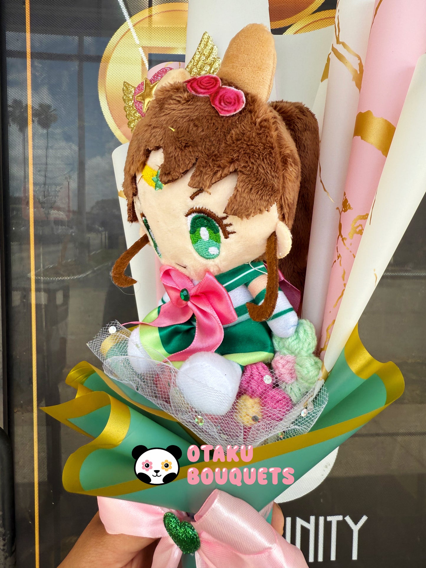 Jupiter Macaron Magical Girl Kawaii Anime Moon Plush Crochet Flower Bouquet