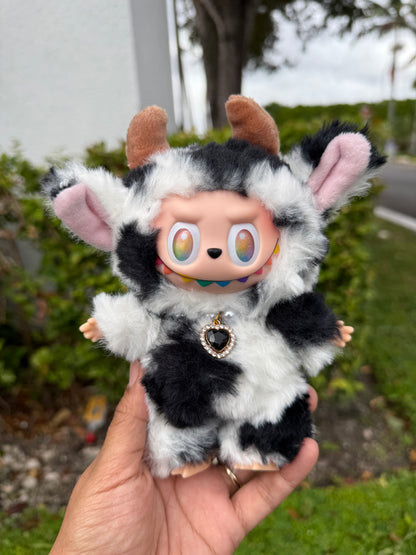 White and Blavk Cow Custom Handmade Fluffy Doll