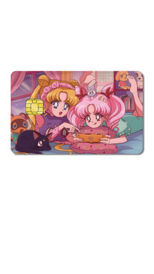 Serena/ Usagi and Chibi Moon Slumber Party Pink Sailor Moon Credit Card Sticker