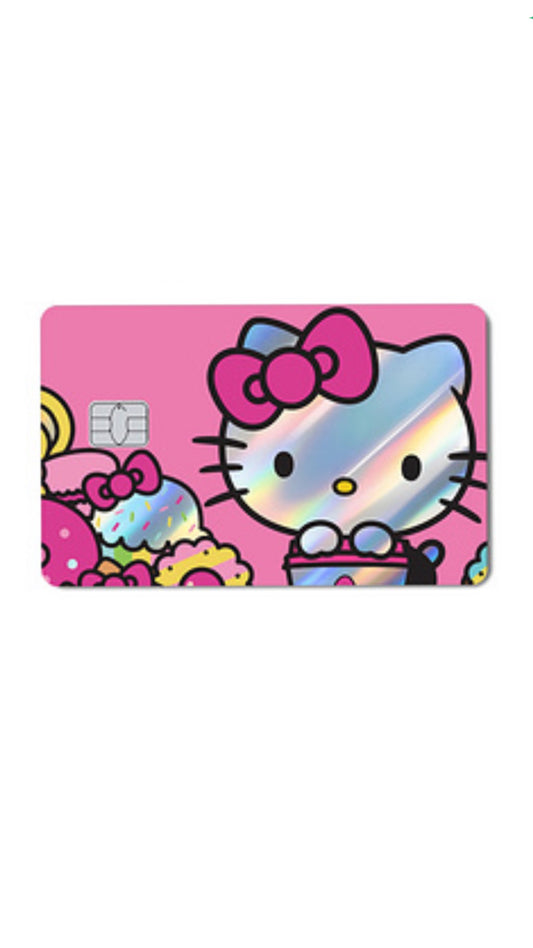 Hello Kitty Ice Cream and Desserts Holographic Cute Sanrio Anime Credit Card Sticker