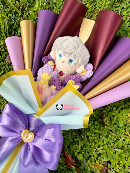 Small Xavier Love and Deepspace LAD Plushie Crochet Flower Bouquet