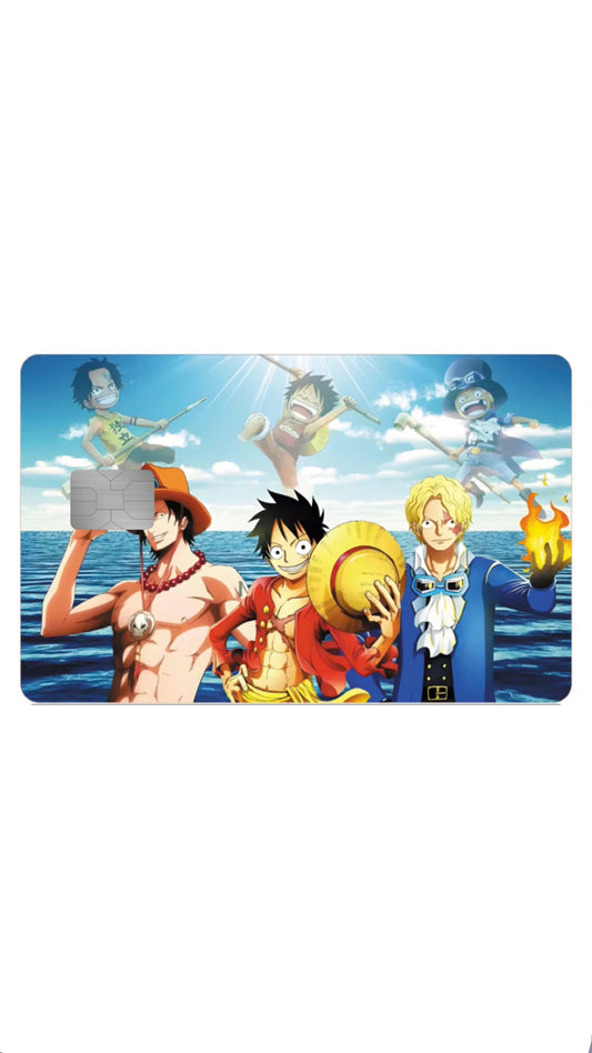Brothers Monkey D. Luffy, Sabos, and Fire Fist Ace One Piece Credit Card Sticker