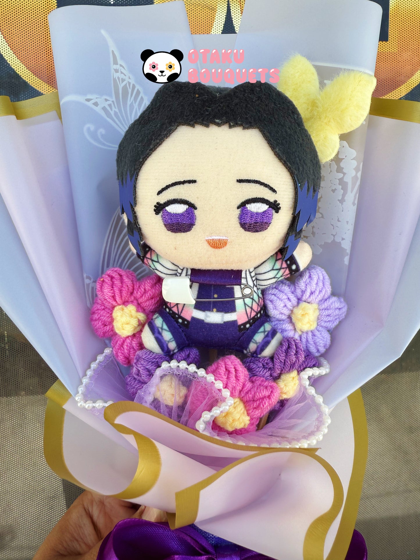 Small Butterfly Demon “Hunter” Plush Anime Crochet Flowers Bouquet