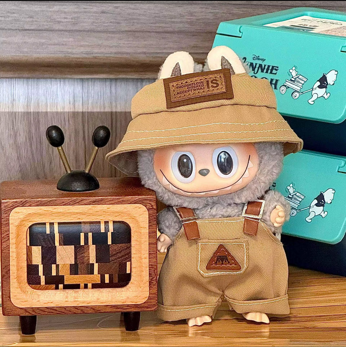 Brown Overalls Kawaii Cute Doll Outfit Clothes 17cm