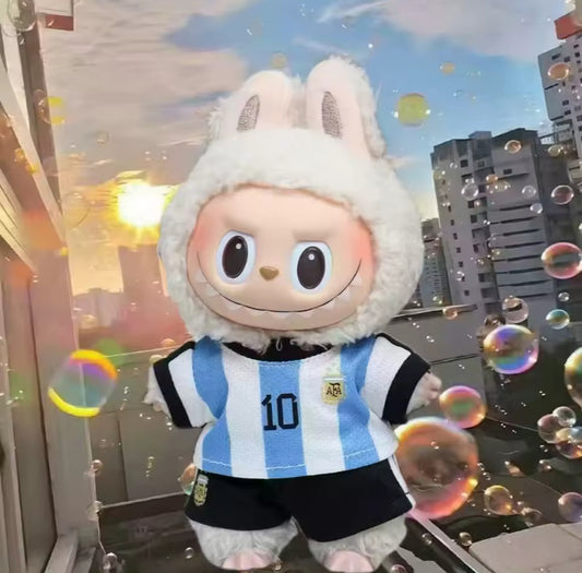 Messi Argentina Soccer Jersey Costume Cosplay Doll Labubu Outfit Clothes 17cm