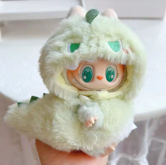 Green Dinosour Kawaii Cute Doll Labubu Anime Costume Cosplay Clothes 17cm