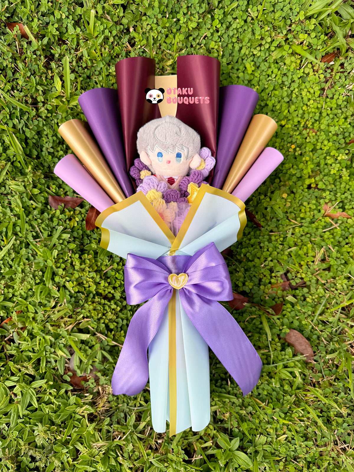 Small Xavier Love and Deepspace LAD Plushie Crochet Flower Bouquet
