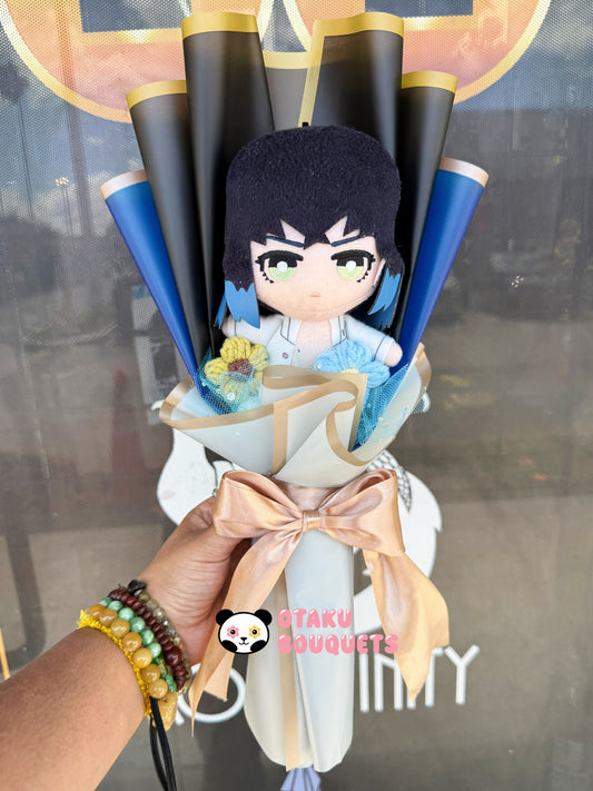 Japanese Plushie Inosuke in Pjs Demon Slayer Plush Bouquet