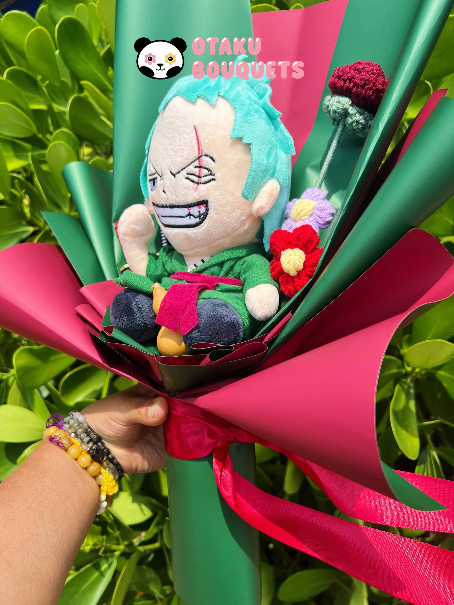 Three Sword Style Pirate Crochet Flower Anime Plush Bouquet