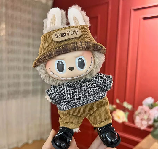 Brown Set Kawaii Cute Doll Labubu Outfit Clothes 17cm