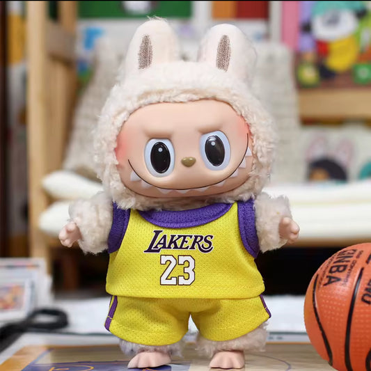Michael Jordon 23 Lakers Basketball Jersey Costume Cosplay Doll Labubu Outfit Clothes 17cm