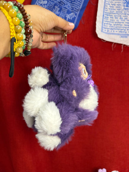 Crecent Moon Bedazzled Purple Custom Nine-tailed Handmade Fluffy Labubu