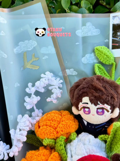 Caleb Love and Deepspace LAD Plushie Crochet Flower Bouquet