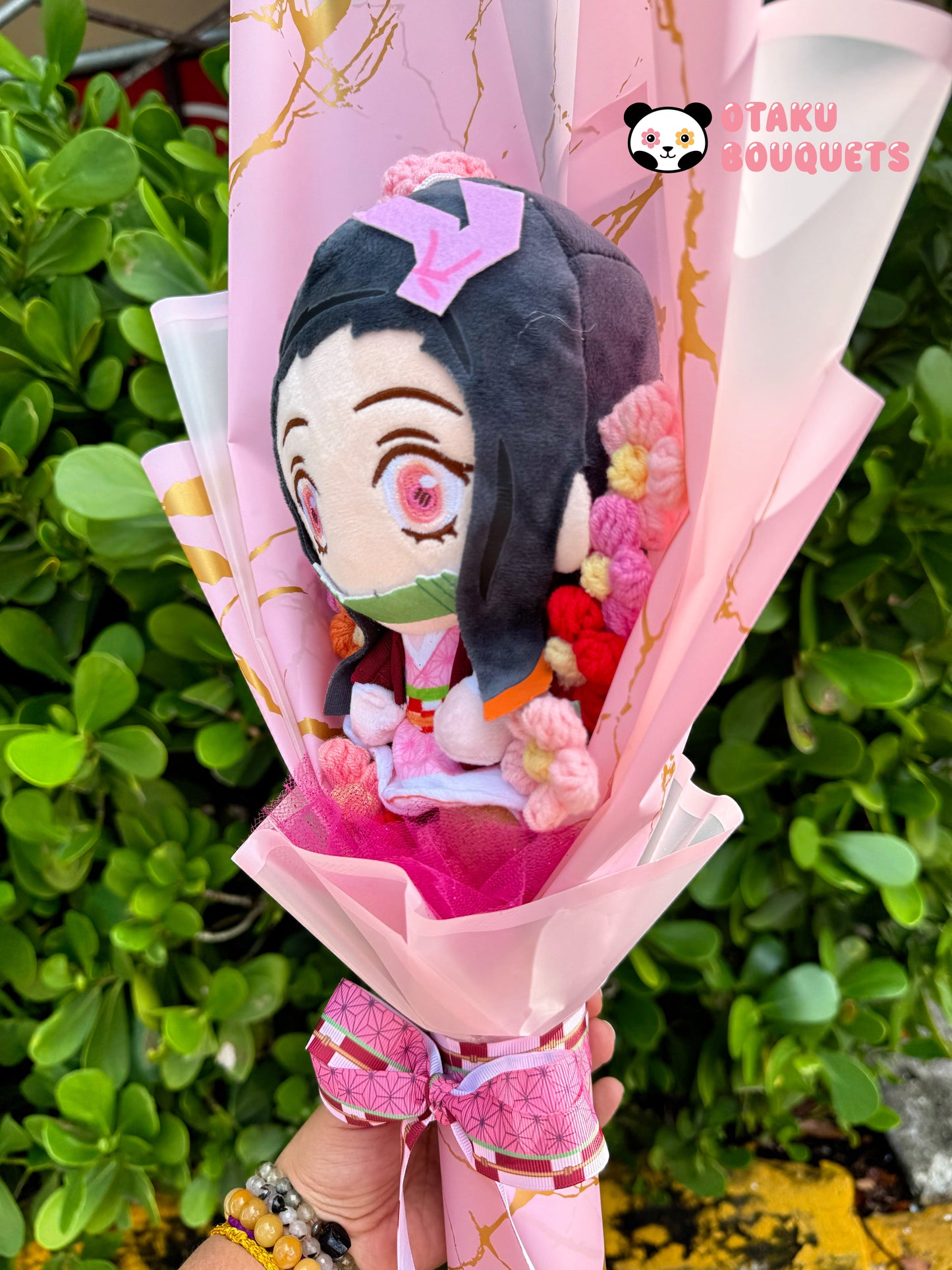 Demon Sister “Hunter” Plush Anime Crochet Flowers Bouquet