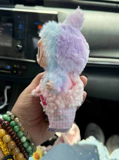 Pink or Green Fluffy Vest Kawaii Cute Doll Labubu Outfit Clothes 17cm