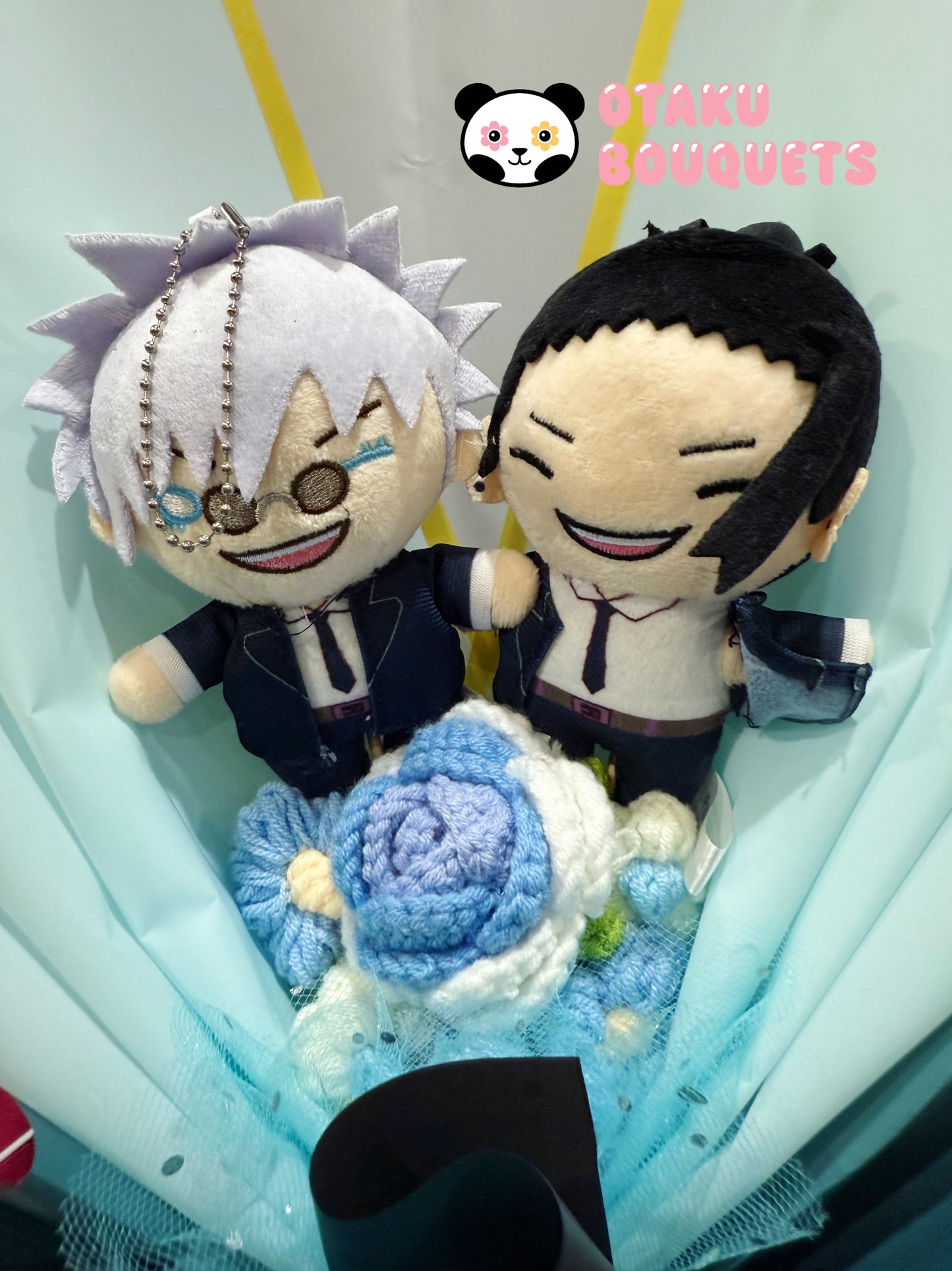 White Haired Daddy and Racist Bestie Anime Plushie Crochet Flower Bouquet