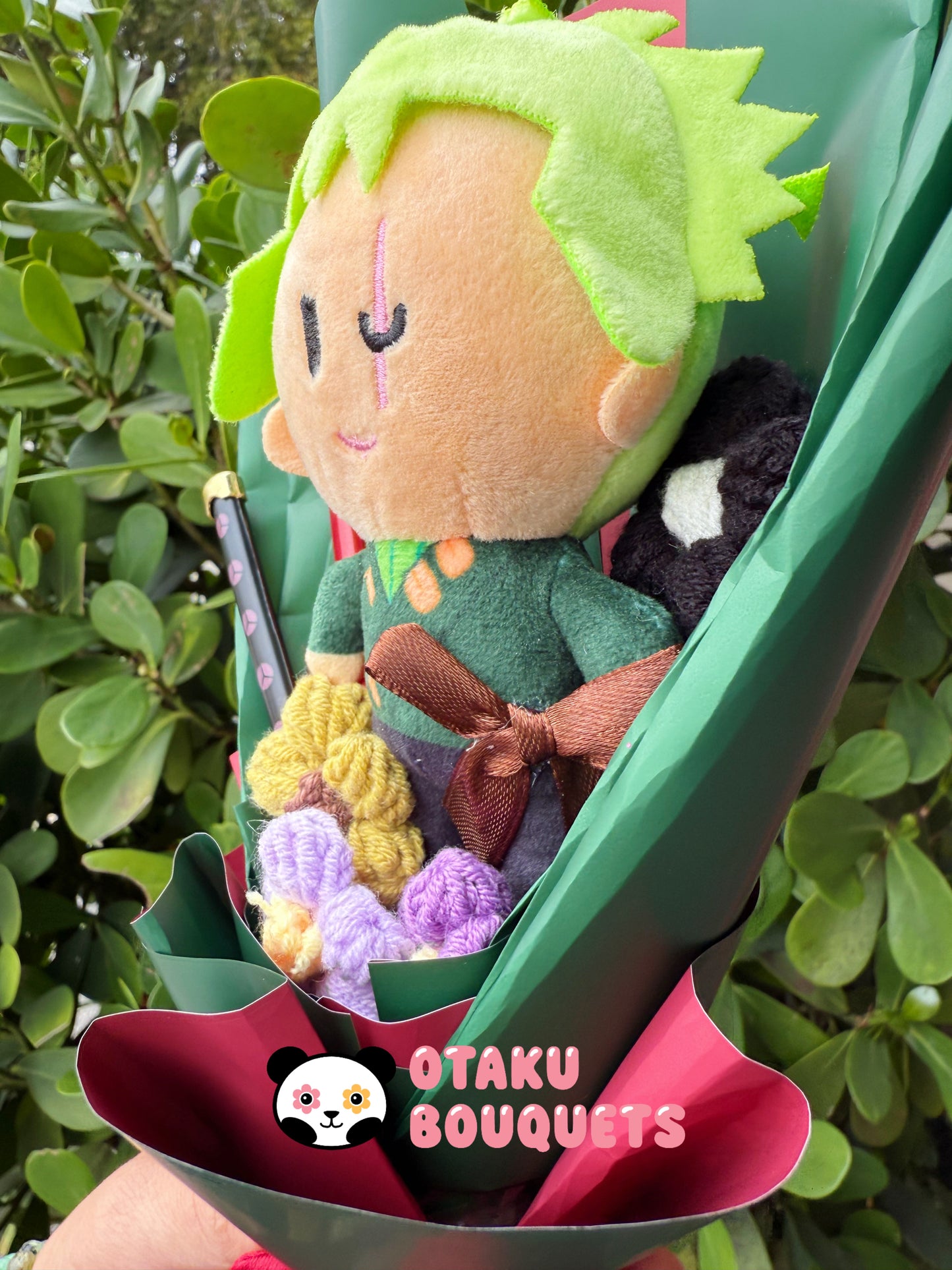 Small Swordsman Moss Pirate Crochet Flower Anime Plush Bouquet