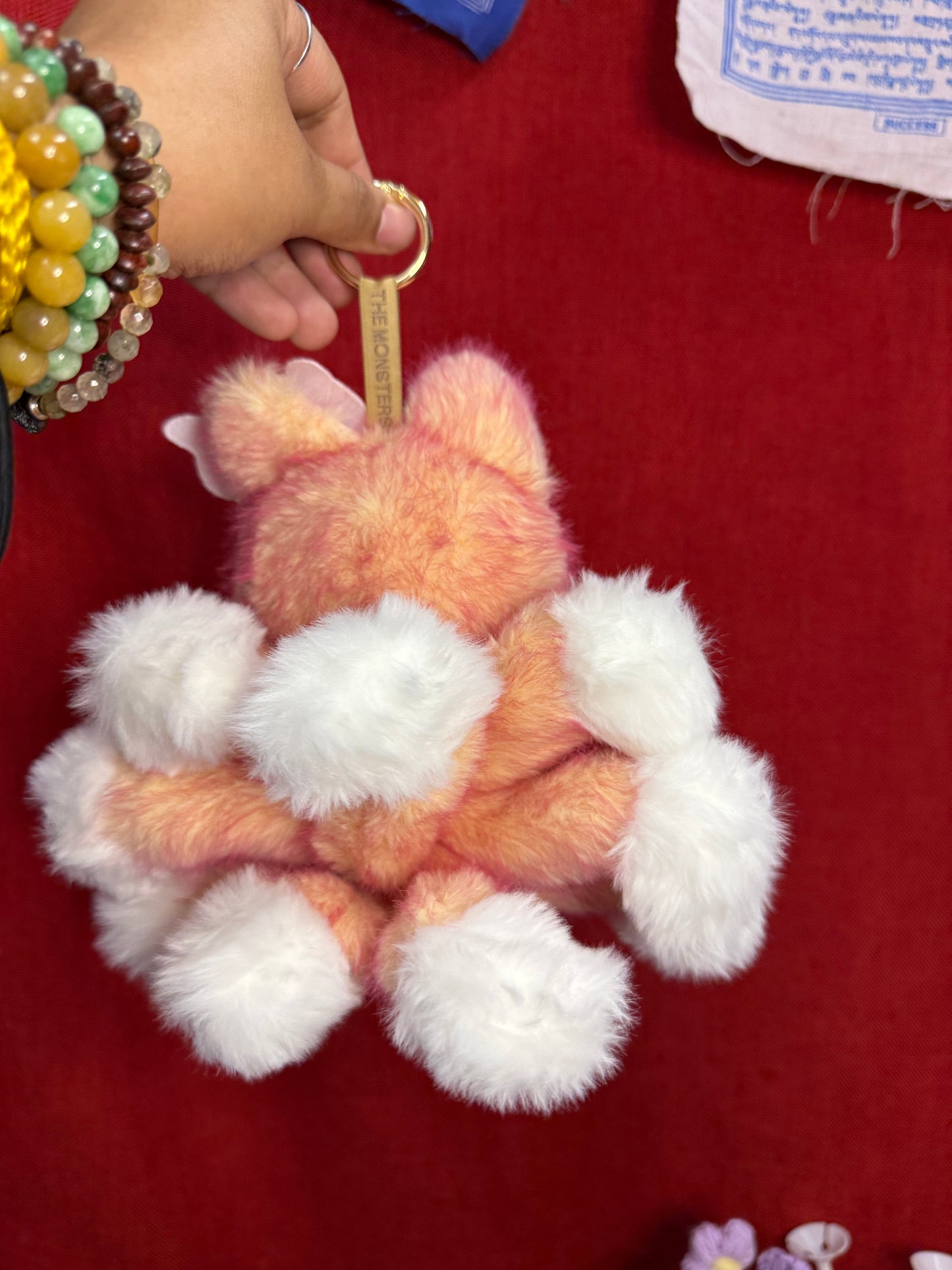 Two Toned Firery Peach Custom Nine-tailed Handmade Fluffy Labubu
