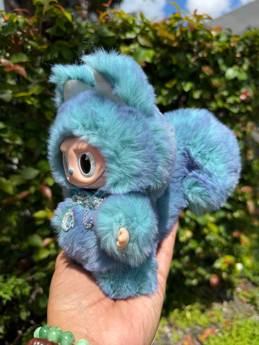 Squirrel Two Toned Blue and Purple Custom Handmade Fluffy Labubu