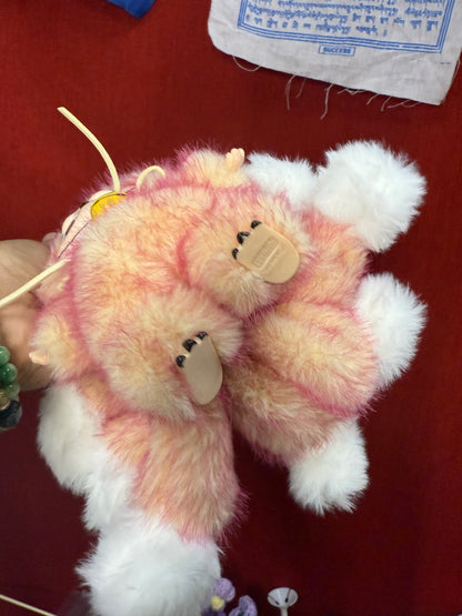 Two Toned Firery Peach Custom Nine-tailed Handmade Fluffy Labubu