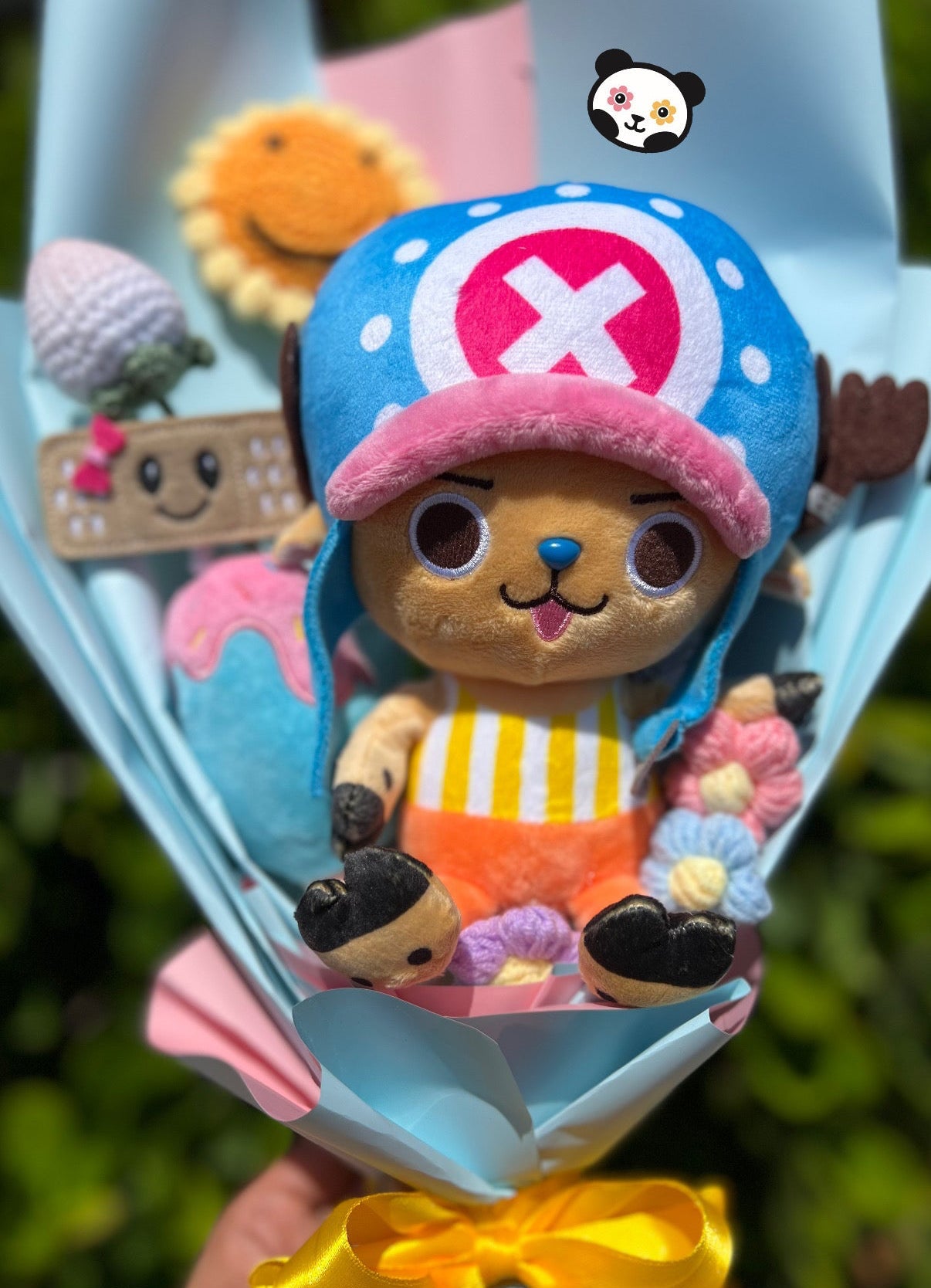 Cute Reindeer Doctor Pirate Crochet Flower Anime Plush Bouquet