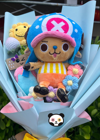 Cute Reindeer Doctor Pirate Crochet Flower Anime Plush Bouquet