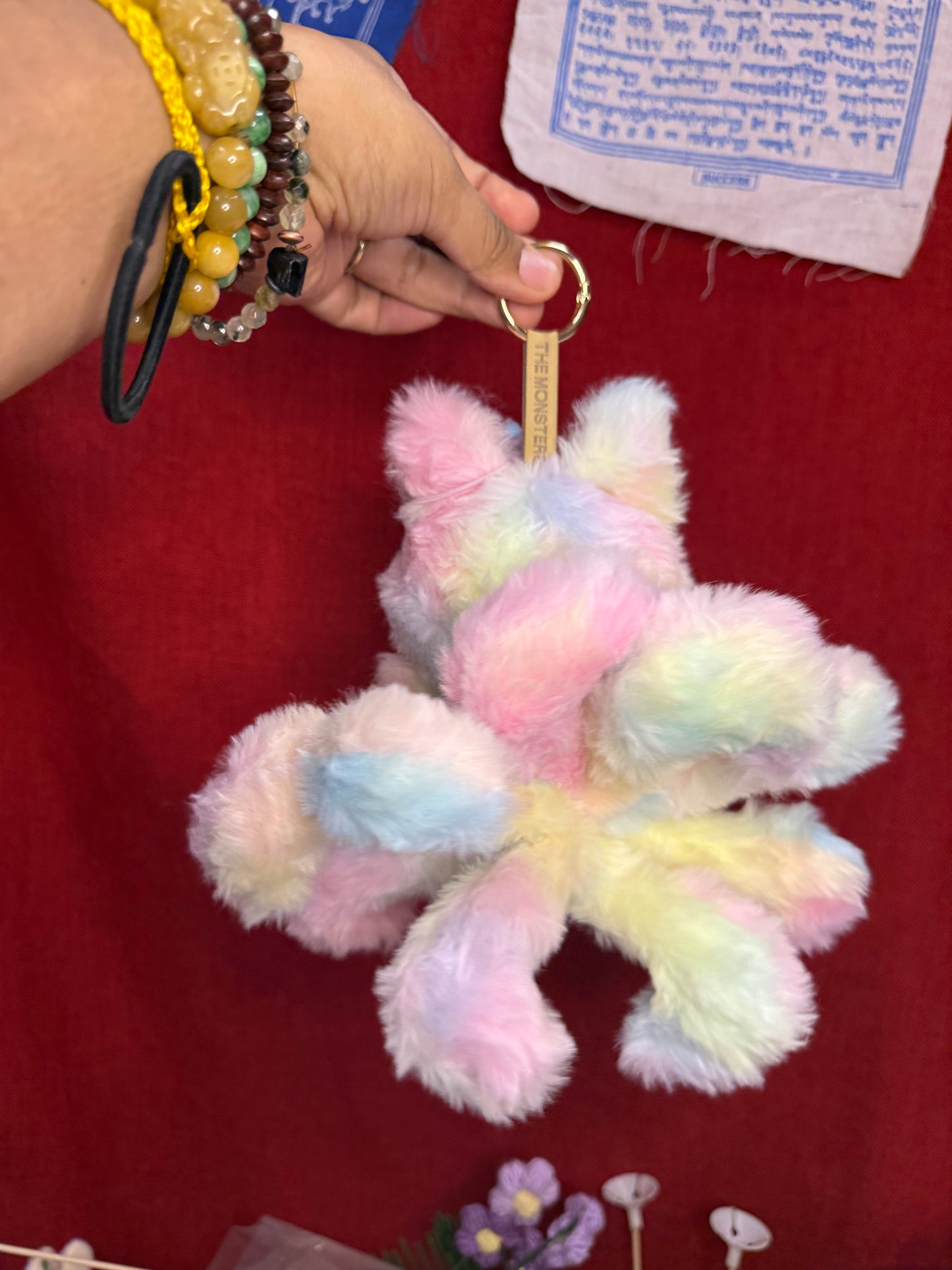 Rainbow Cotton Candy Custom Nine-tailed Handmade Fluffy Labubu