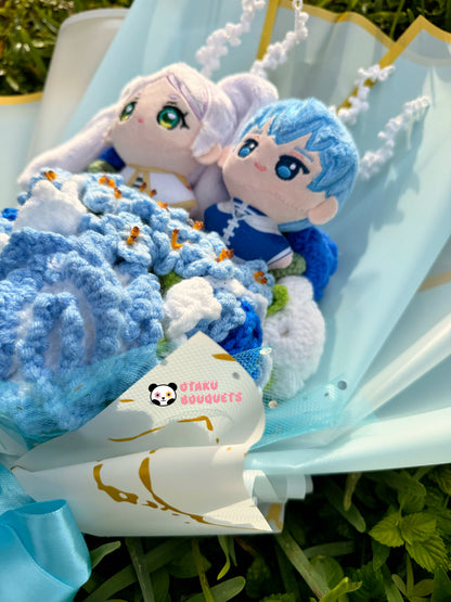 Free-ren and Hymmel Plushie Crochet Flower Bouquet