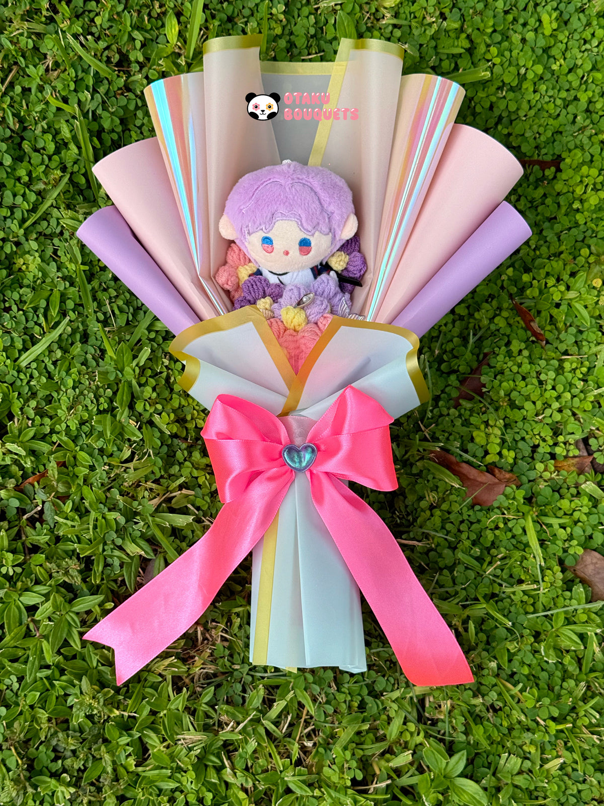 Small Rafayel Love and Deepspace LAD Plushie Crochet Flower Bouquet