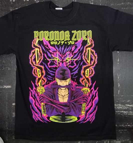 Roronoa Zoro Dragon Three Sword Style One Piece Anime Black Light T-Shirt