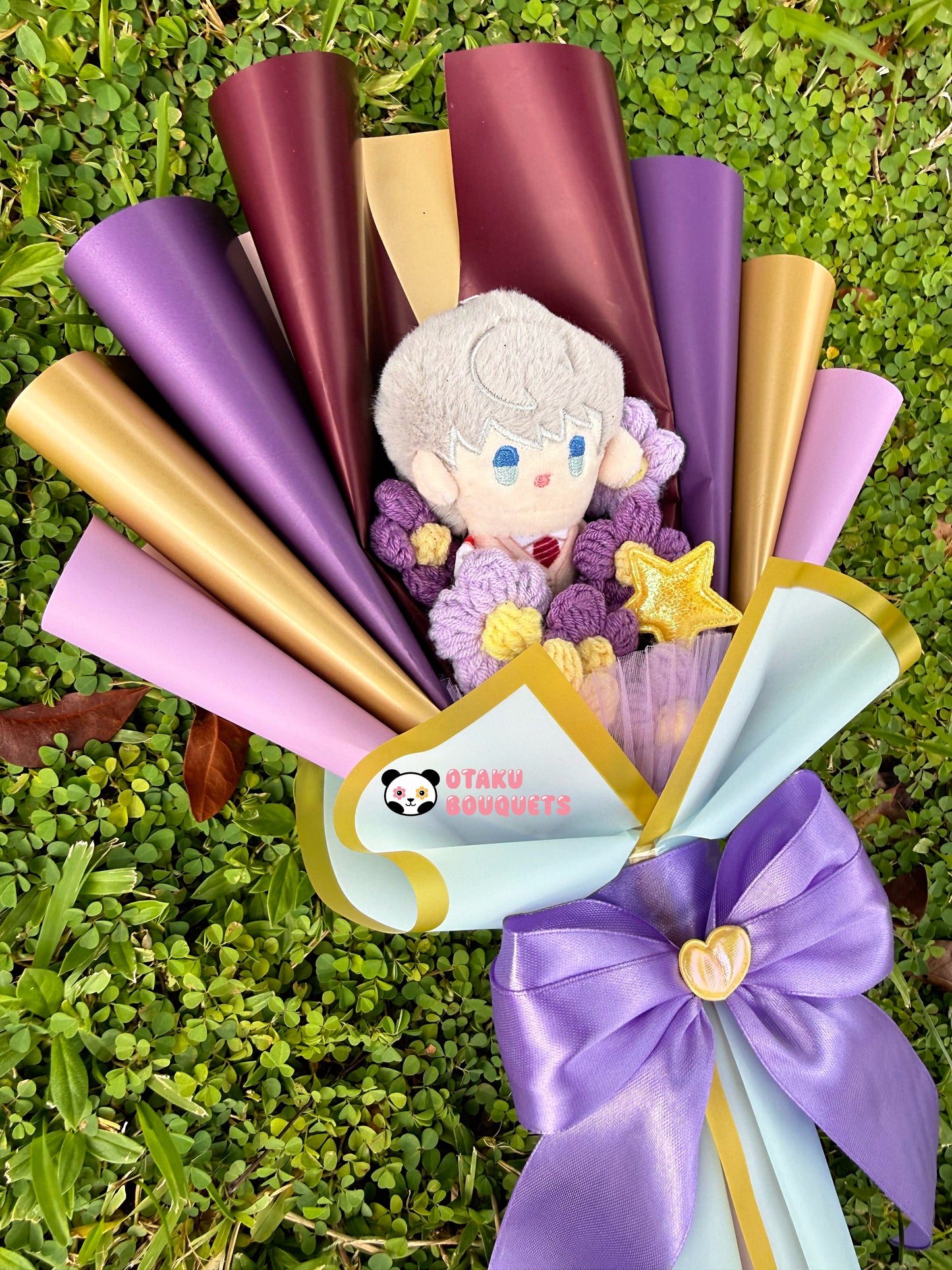 Small Xavier Love and Deepspace LAD Plushie Crochet Flower Bouquet