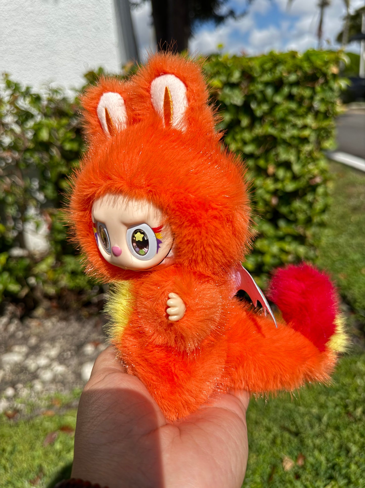 Orange Flame Fire Dragon Monster with Wings Custom Handmade Doll