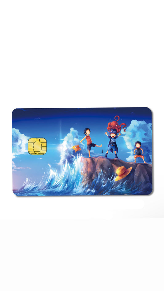 Brothers Monkey D. Luffy, Sabos, and Fire Fist Ace Dawn Island One Piece Credit Card Sticker
