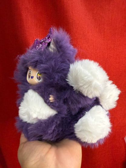 Star Bedazzled Purple Custom Nine-tailed Handmade Fluffy Labubu