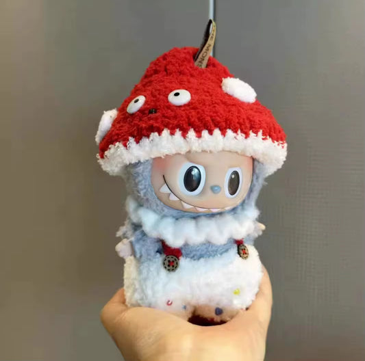 Mushroom Overalls Hat Cute Crochet Labubu Anime Costume Cosplay Clothes