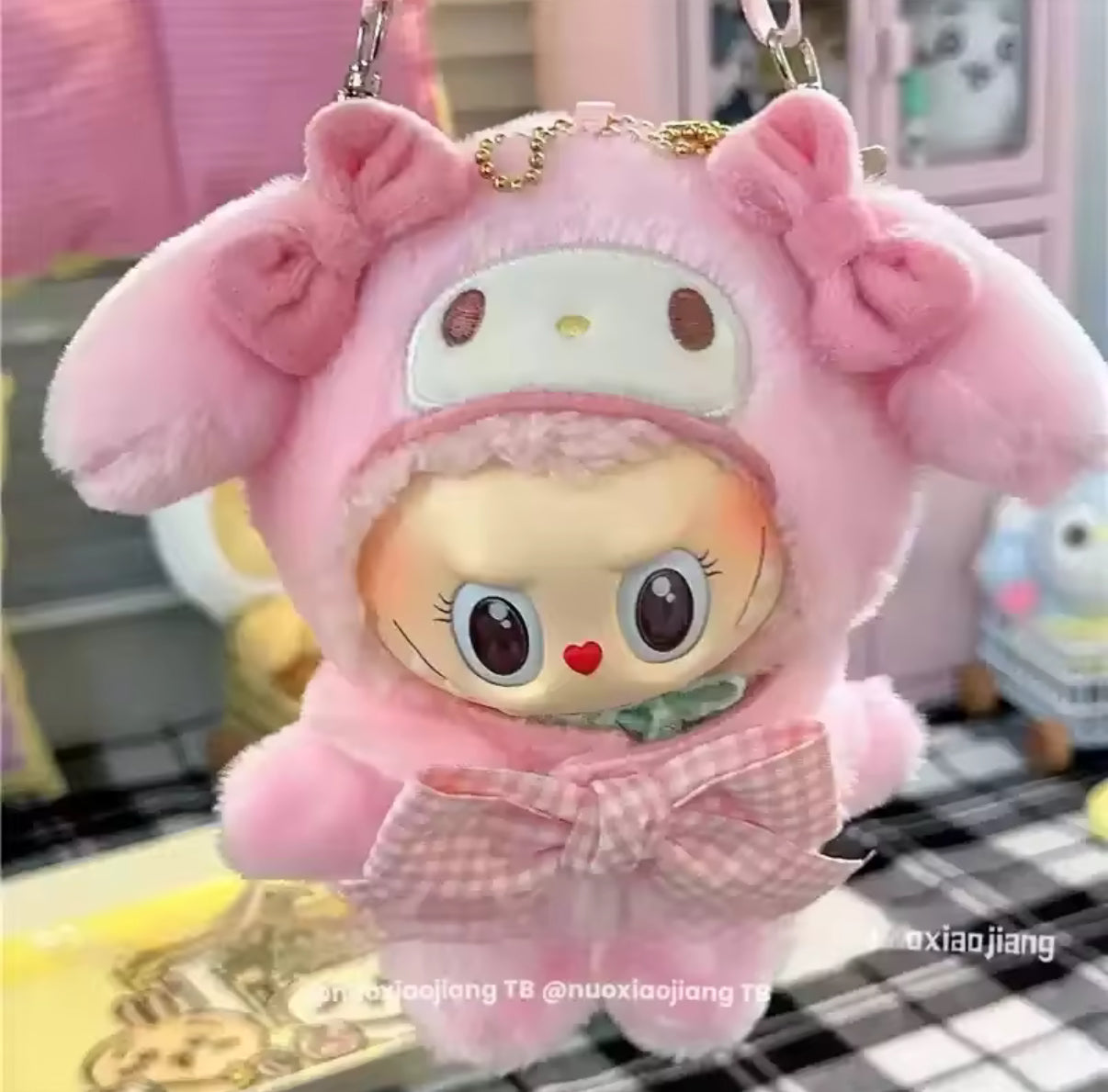 Sanrio Full Body Purse Kawaii Cute Doll Labubu Anime Costume Cosplay Clothes 17cm