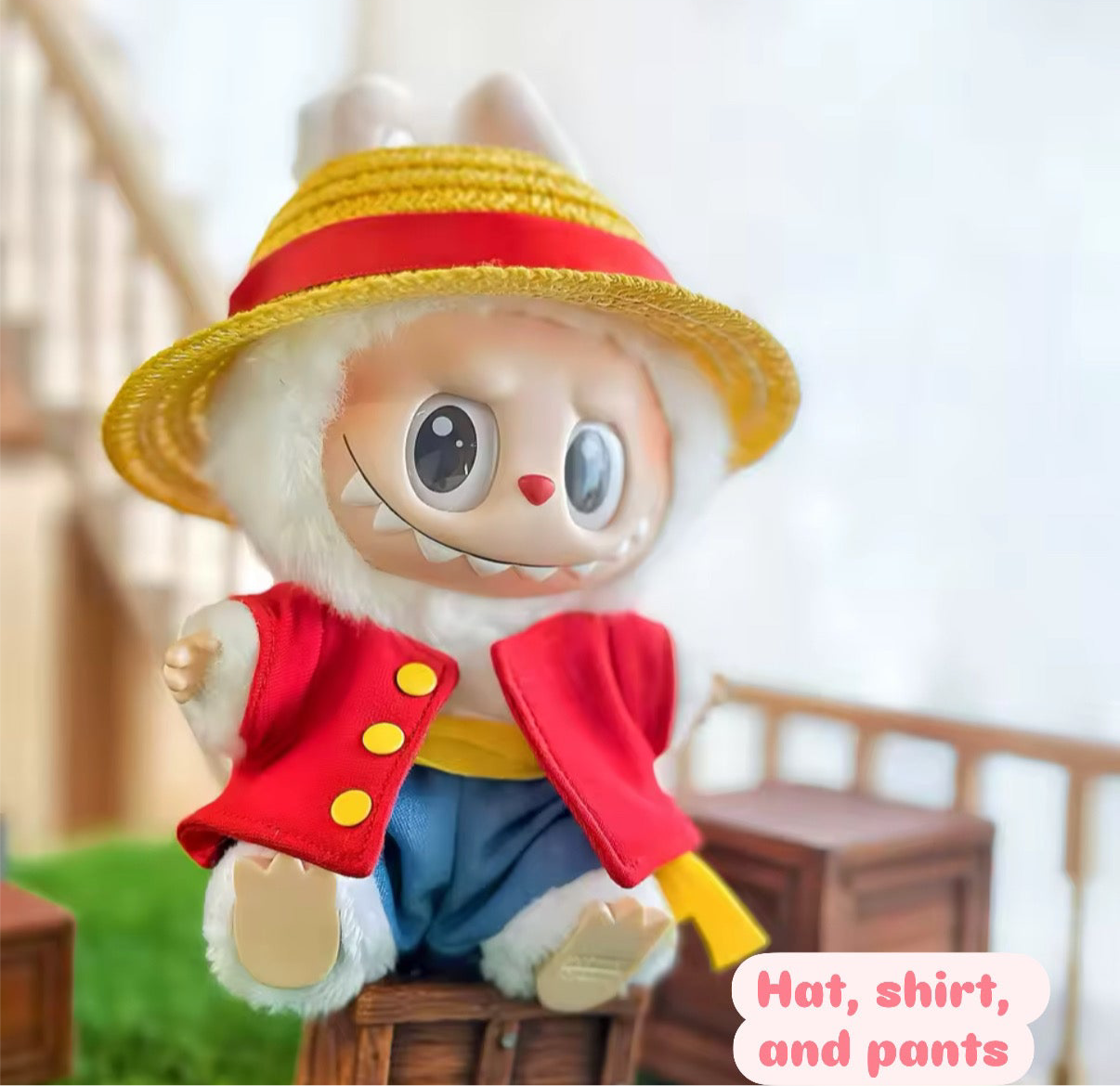 Luffy One Piece Doll Labubu Anime Costume Cosplay Clothes 17cm