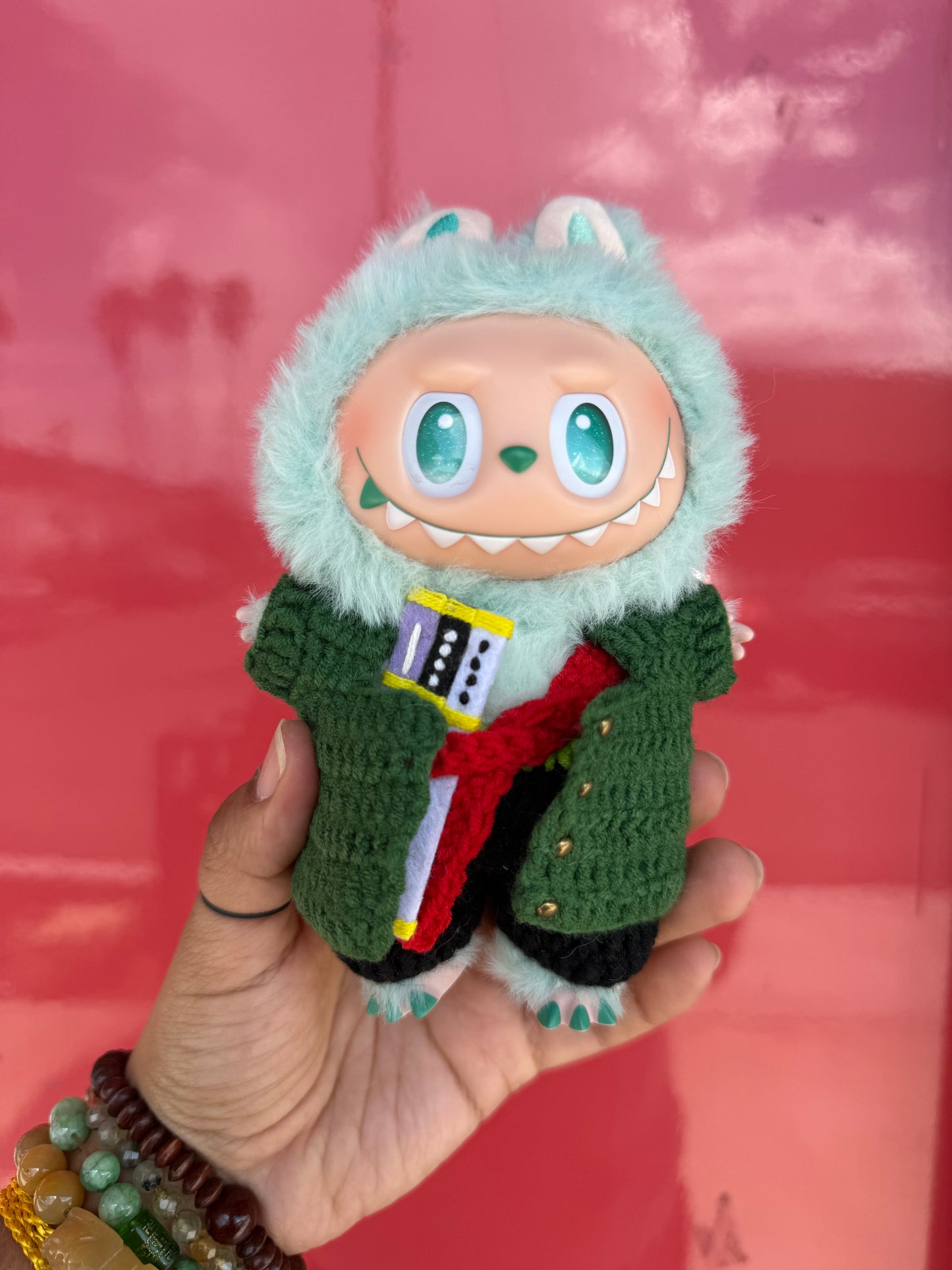 Swordsman Moss Pirate Style Crochet Pirate Straw Doll Labubu Anime Costume Cosplay Clothes 17cm