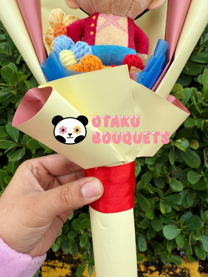 Small Rubber Pirate Anime Plushie Crochet Flower Bouquet
