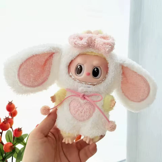Bunny Rabbit Kawaii Cute Doll Labubu Anime Costume Cosplay Clothes 17cm