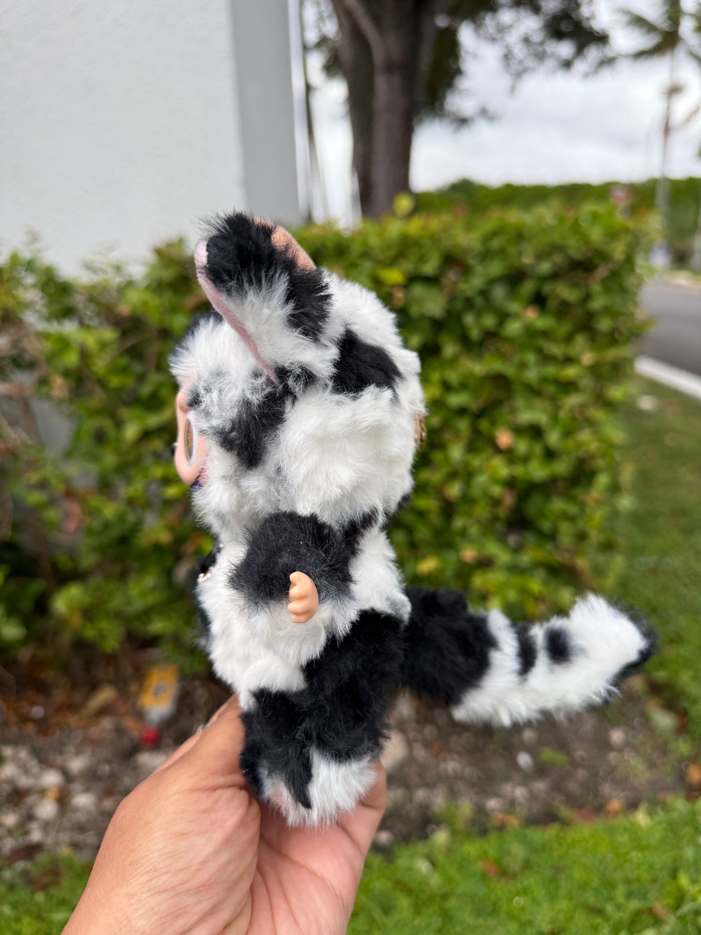 White and Blavk Cow Custom Handmade Fluffy Doll