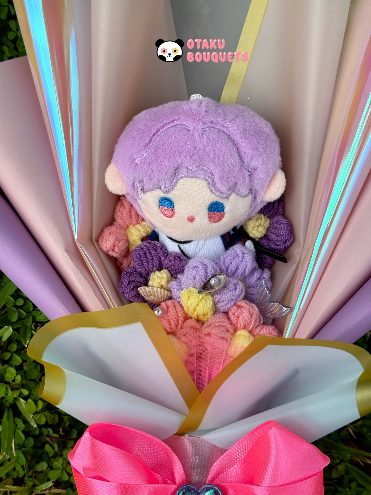 Small Rafayel Love and Deepspace LAD Plushie Crochet Flower Bouquet