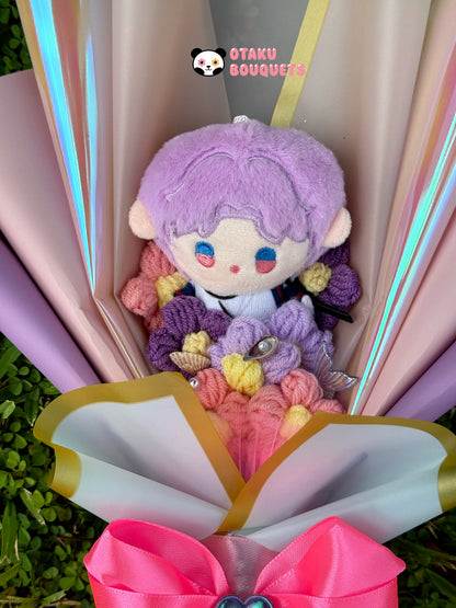 Small Rafayel Love and Deepspace LAD Plushie Crochet Flower Bouquet