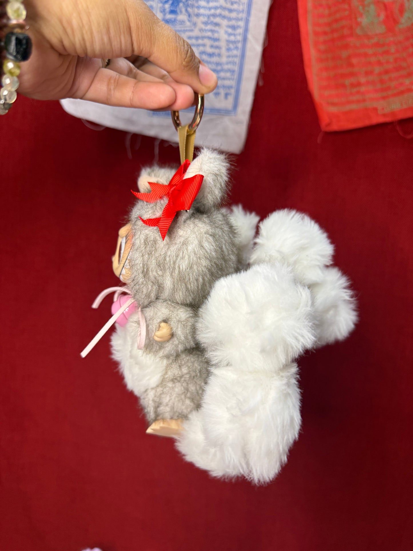Two Toned Gray Custom Nine-tailed Handmade Fluffy Labubu