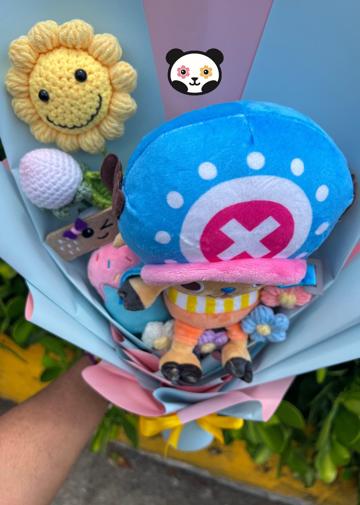 Cute Reindeer Doctor Pirate Crochet Flower Anime Plush Bouquet