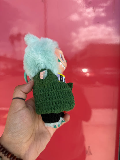 Swordsman Moss Pirate Style Crochet Pirate Straw Doll Labubu Anime Costume Cosplay Clothes 17cm