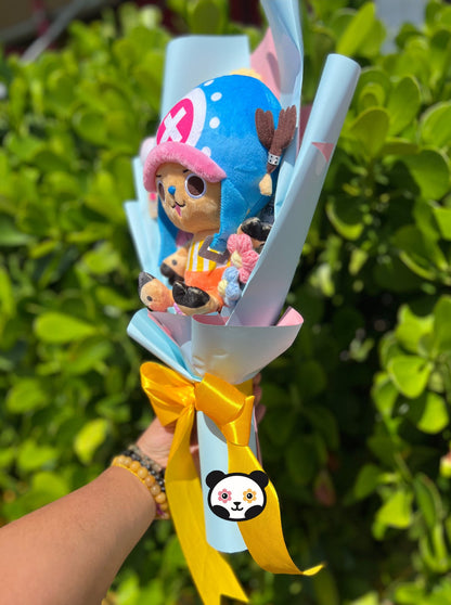 Cute Reindeer Doctor Pirate Crochet Flower Anime Plush Bouquet